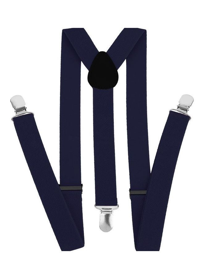 Adjustable Braces Y Shape 3-Clip Elastic Suspenders Strap Navy Blue - Image 1