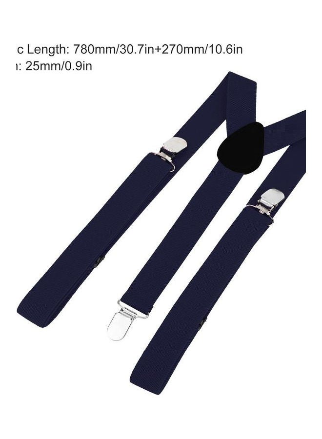 Adjustable Braces Y Shape 3-Clip Elastic Suspenders Strap Navy Blue - Image 3