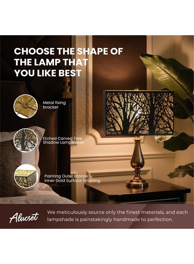 ALUCSET Metal Square Lampshade 8''Top x 14'' Bottom x 9'' Height lamp shade fits for bedroom living room and more - Image 2