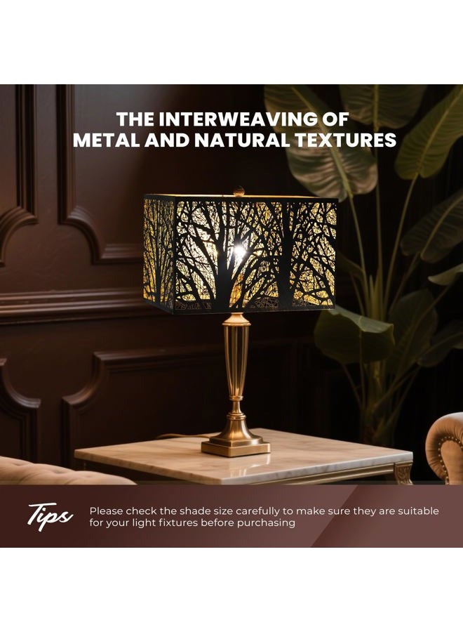 ALUCSET Metal Square Lampshade 8''Top x 14'' Bottom x 9'' Height lamp shade fits for bedroom living room and more - Image 3