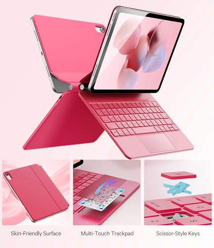 GreenLaw for iPad 11th(A16,2025)/10th(2022) Generation Case with Keyboard, Magic-Style Keyboard Stand, 7 Color Backlit, Stain-Resistant Surface, Multi-Touch Trackpad, Viva Magenta - Image 3