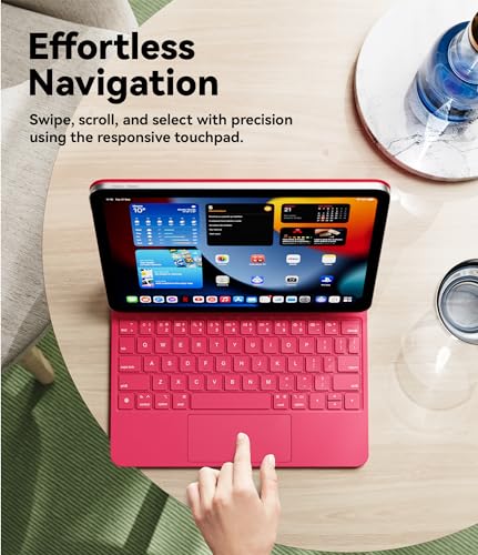 GreenLaw for iPad 11th(A16,2025)/10th(2022) Generation Case with Keyboard, Magic-Style Keyboard Stand, 7 Color Backlit, Stain-Resistant Surface, Multi-Touch Trackpad, Viva Magenta - Image 5