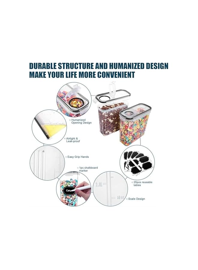 Green Tiger Airtight Food Storage Containers with Lids 4-Piece 4 Liter/135 Ounce BPA-Free Food Storage Container with Lid Plastic Container for Powdered Sugar Snacks, Includes Labe - Image 3