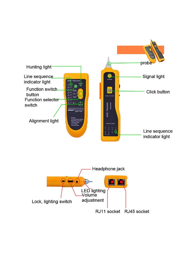 Generic - JW-360 Network Telephone Line Finder Multi-purpose Network Signal Wire Finder Network Line Checking Instrument Cable Detector Line Meter Line Finder Tester - Image 1