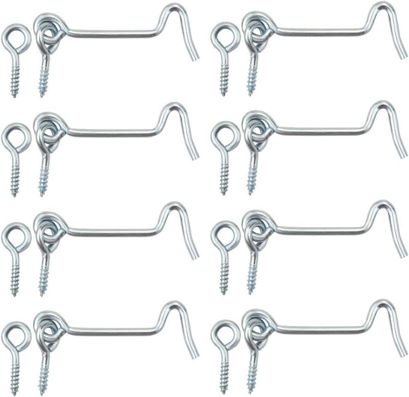 8 Pcs 2.5 inches Cabin Hook Eye Latch Gate Door Swivel Window Door Hook with Mounting Screws (2.5 inches, Silver) - Image 1