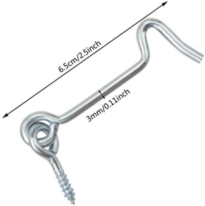 8 Pcs 2.5 inches Cabin Hook Eye Latch Gate Door Swivel Window Door Hook with Mounting Screws (2.5 inches, Silver) - Image 3