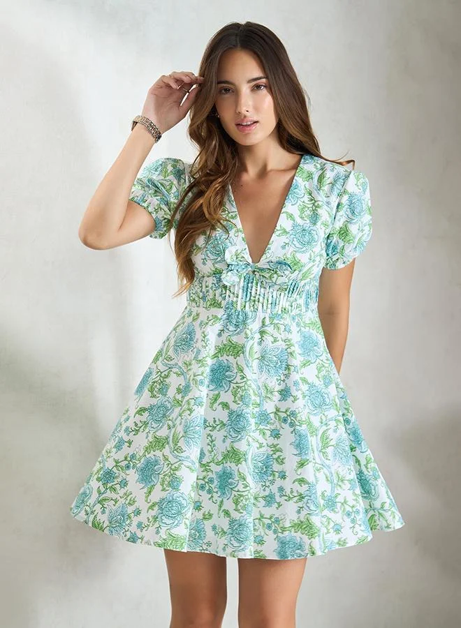 Virgio Floral Cotton Fit And Flare Dress for Women