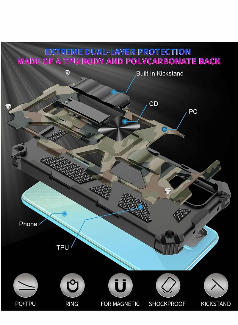 SYOSI Case for Samsung A13 5G/4G Heavy Duty Shockproof Protection Military Grade Camouflage Built-in Magnetic Kickstand Stand Cover Galaxy Army Green - Image 5