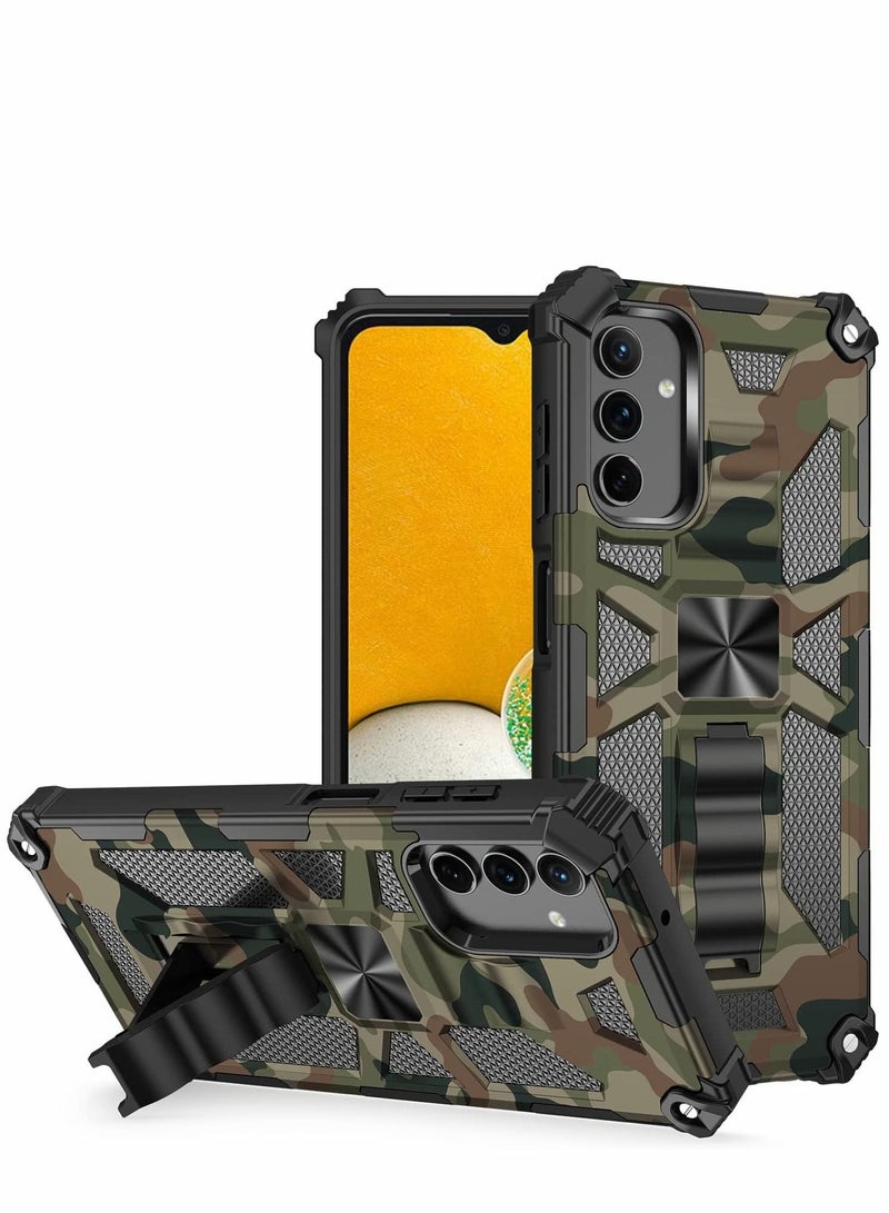 SYOSI Case for Samsung A13 5G/4G Heavy Duty Shockproof Protection Military Grade Camouflage Built-in Magnetic Kickstand Stand Cover Galaxy Army Green - Image 1