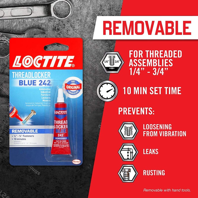 Loctite Threadlocker Blue 242 - Removable Thread Lock Glue for Nuts, Bolts, & Fasteners, Medium Strength Screw Glue to Prevent Loosening & Corrosion - 6 ml, 12 Pack - Image 4