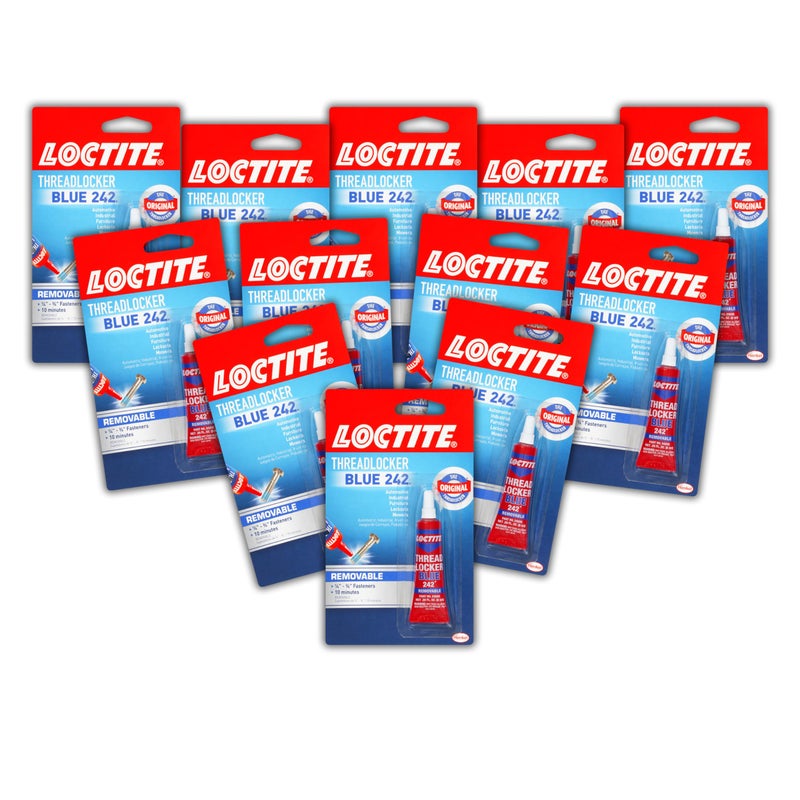 Loctite Threadlocker Blue 242 - Removable Thread Lock Glue for Nuts, Bolts, & Fasteners, Medium Strength Screw Glue to Prevent Loosening & Corrosion - 6 ml, 12 Pack - Image 1