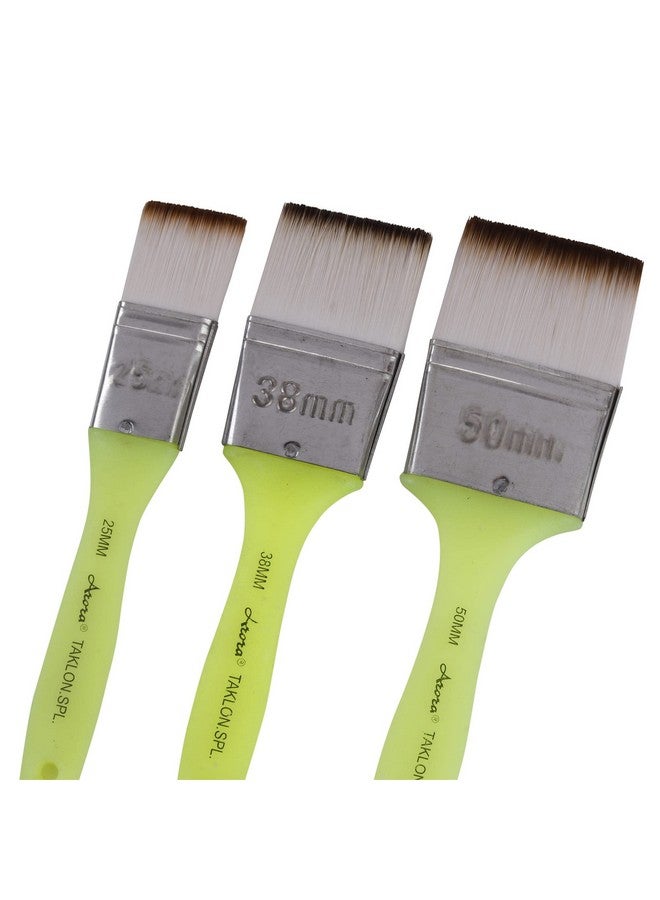 Arora Flat Synthetic Paint Brushes of 3 pc for Watercolor and Acrylic Painting 1,1.5 and 2 Inch Size - Image 1