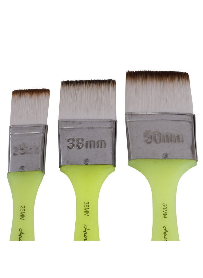 Arora Flat Synthetic Paint Brushes of 3 pc for Watercolor and Acrylic Painting 1,1.5 and 2 Inch Size - Image 4