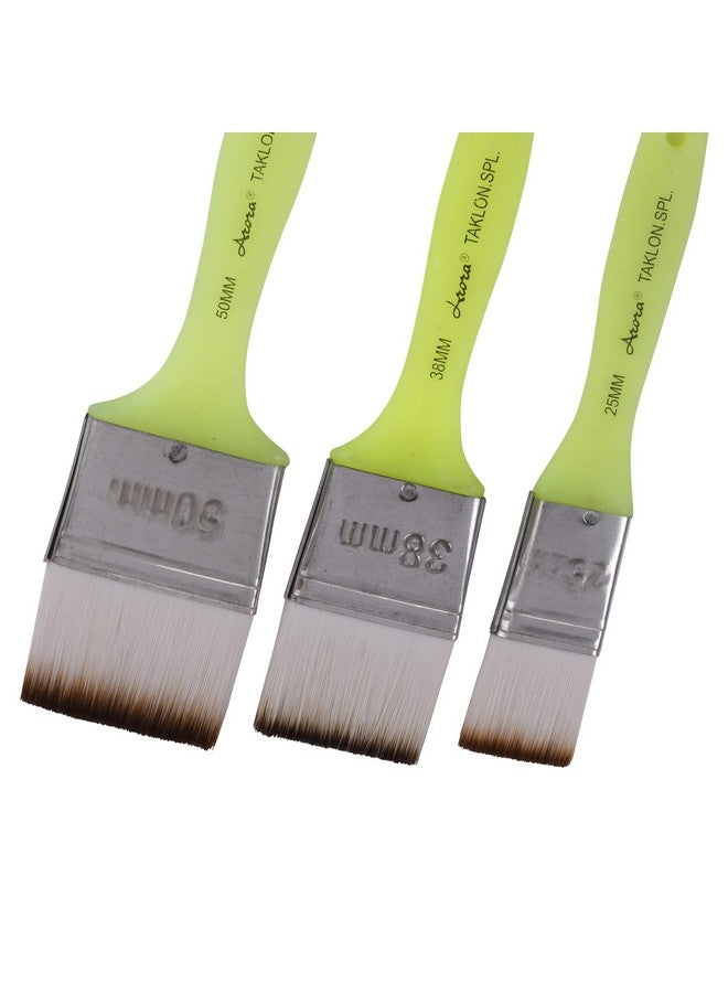 Arora Flat Synthetic Paint Brushes of 3 pc for Watercolor and Acrylic Painting 1,1.5 and 2 Inch Size - Image 2