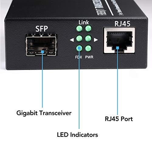 GESD A Pair of 1.25G/s Bidi Gigabit Single-Mode Fiber Ethernet Media Converter with 2PCS Bidi SFP LC Transceiver Module Included, 10/100/1000Base-Tx to 1000Base-SX SMF RJ45 to SFP Slot up to 30KM - Image 3