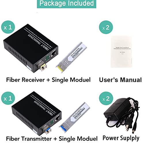 GESD A Pair of 1.25G/s Bidi Gigabit Single-Mode Fiber Ethernet Media Converter with 2PCS Bidi SFP LC Transceiver Module Included, 10/100/1000Base-Tx to 1000Base-SX SMF RJ45 to SFP Slot up to 30KM - Image 2