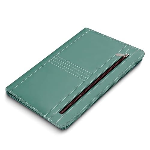 NISUN PU Leather 4 Ring Professional File Folder for Documents Certificates, Conference Folder, File with 20 Leafs (Green) - Image 1
