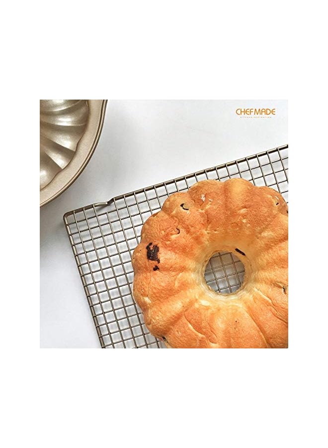 راكسوم رف الخبز والتبريد، رف سلكي مستطيل بتصميم شبكي غير لاصق مقاس 16.3 بوصة للخبز في الفرن (ذهبي شامبانيا) - Image 2