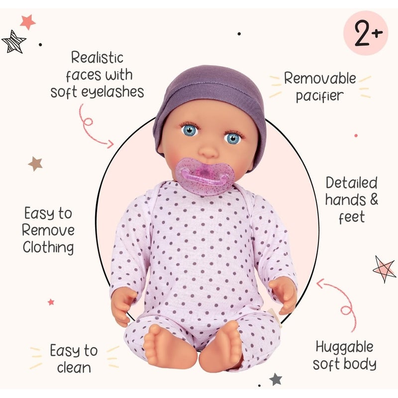 لولا بيبي دمية طفل 14بوصة مع بيجامة ونقاط بنفسجية - LBY7217Z - Image 3