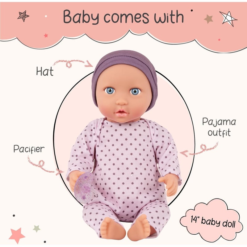 لولا بيبي دمية طفل 14بوصة مع بيجامة ونقاط بنفسجية - LBY7217Z - Image 4