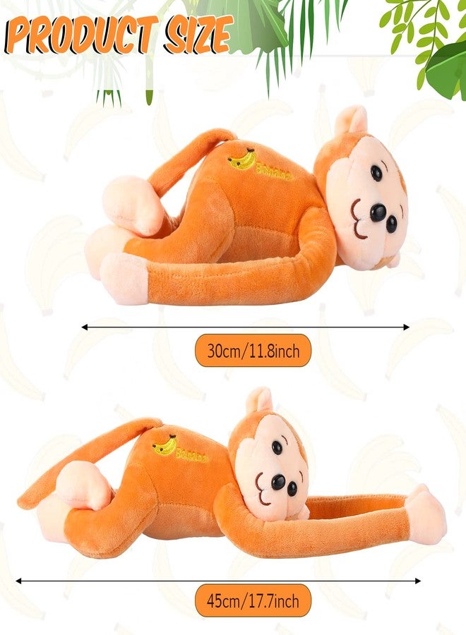Aoriher 4 Pack 17.8" Hanging Stuffed Monkeys with Hook & Loop Fasteners - Plush Toy Gifts for Adults, Plush Stuffed Animal Toys Soft Monkey Doll Decoration(Brown, Khaki) - Image 5
