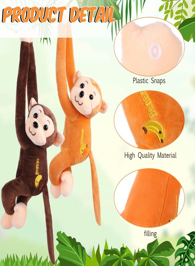 Aoriher 4 Pack 17.8" Hanging Stuffed Monkeys with Hook & Loop Fasteners - Plush Toy Gifts for Adults, Plush Stuffed Animal Toys Soft Monkey Doll Decoration(Brown, Khaki) - Image 2
