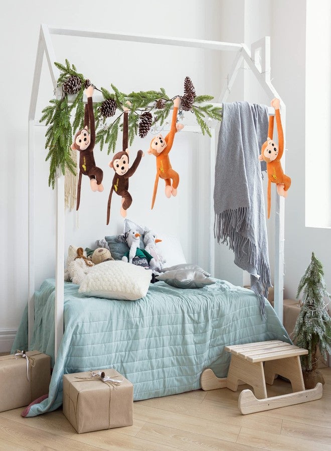 Aoriher 4 Pack 17.8" Hanging Stuffed Monkeys with Hook & Loop Fasteners - Plush Toy Gifts for Adults, Plush Stuffed Animal Toys Soft Monkey Doll Decoration(Brown, Khaki) - Image 3