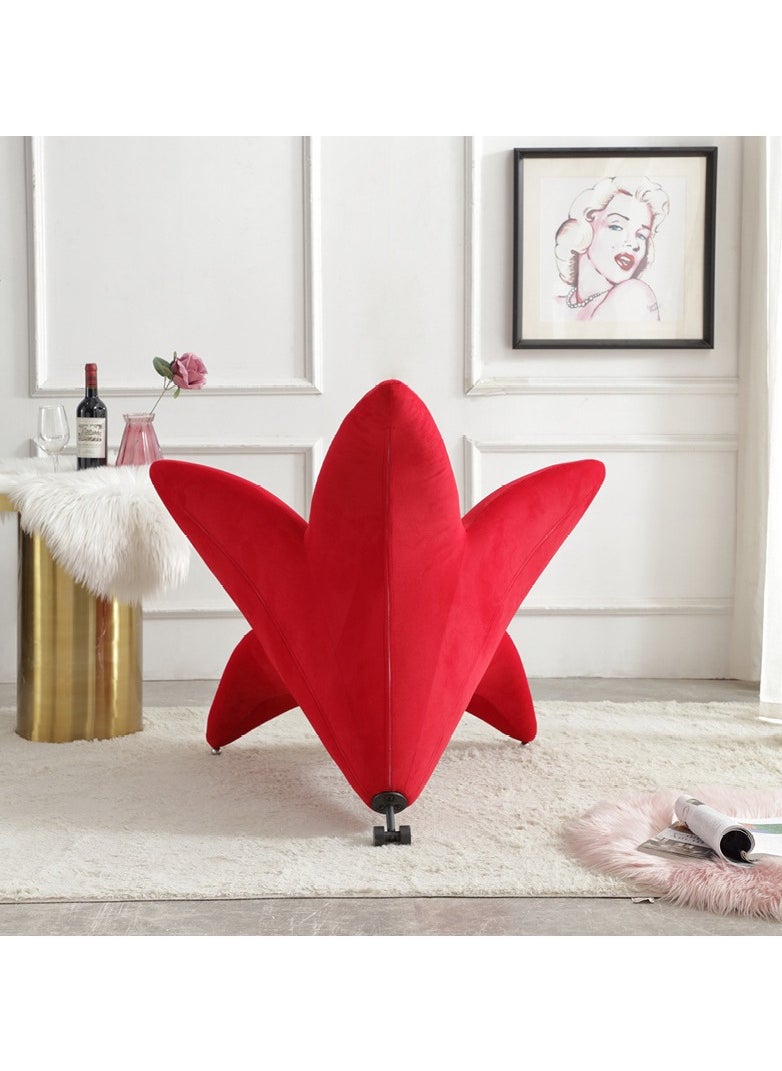 Generic - Red Velvet Armchair Lounge Chair featuring Flower Design for Dining in Home or Hotel Living Room Sofa - Image 1