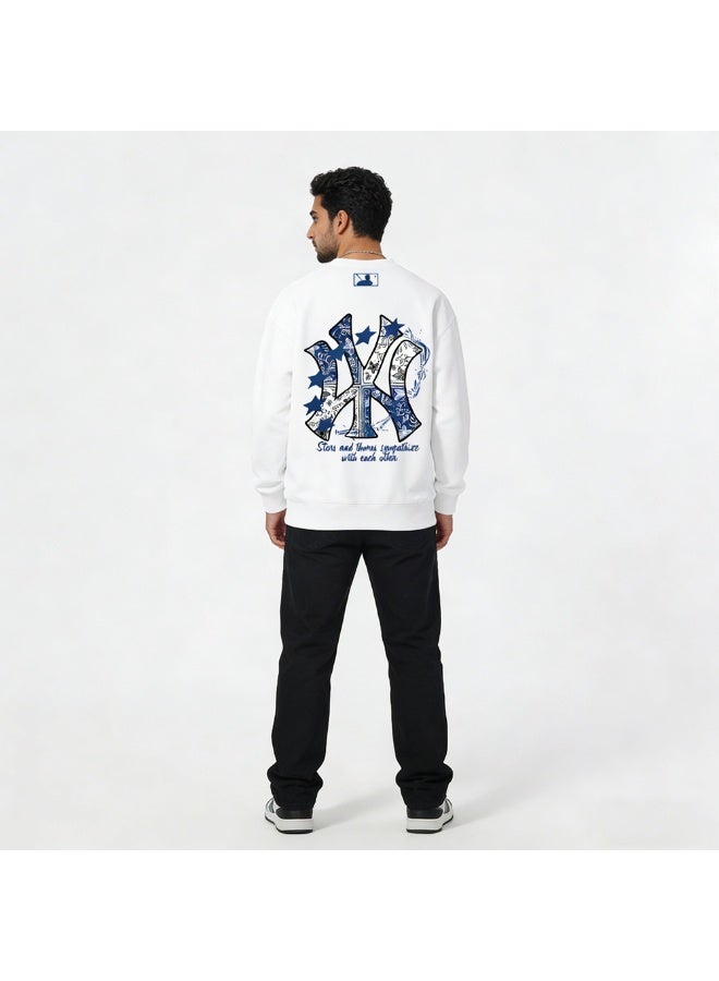 إم إل بي سويتشرت צוואر كرو لفريق نيويورك يانكيز من MLB ذات طباعة بندانة - Image 5