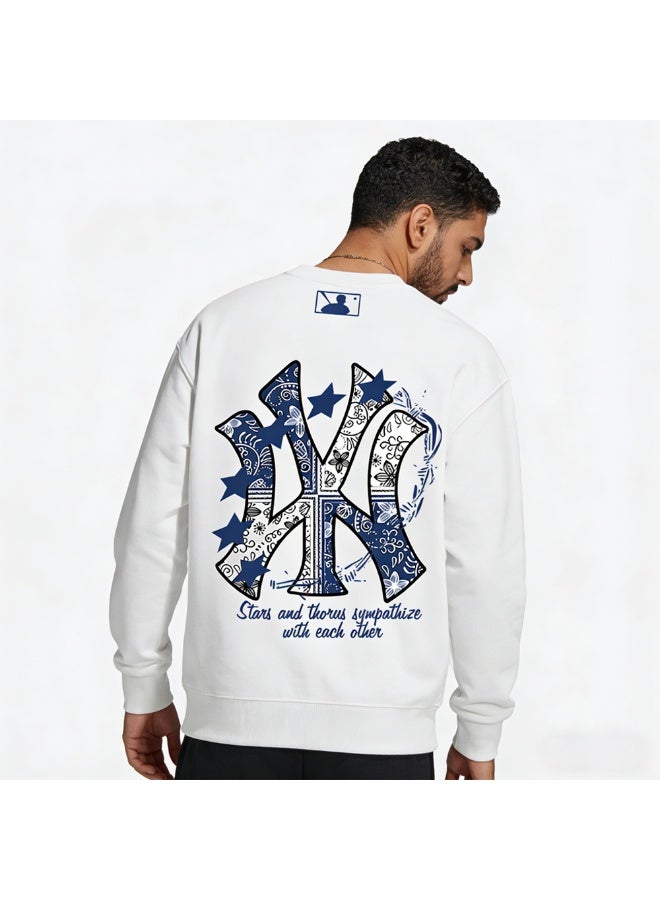 إم إل بي سويتشرت צוואر كرو لفريق نيويورك يانكيز من MLB ذات طباعة بندانة - Image 4