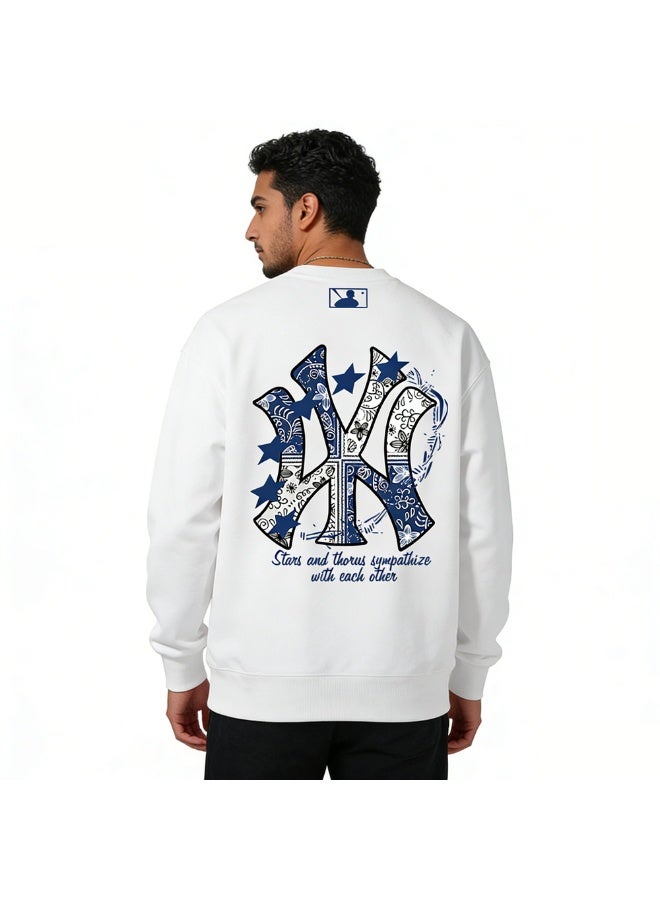 إم إل بي سويتشرت צוואر كرو لفريق نيويورك يانكيز من MLB ذات طباعة بندانة - Image 2