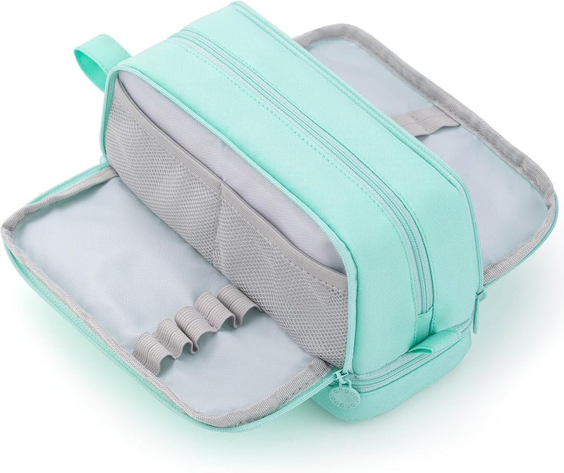 Large Capacity Pen Pencil Case with 4 Compartments - Mint Green - Image 1