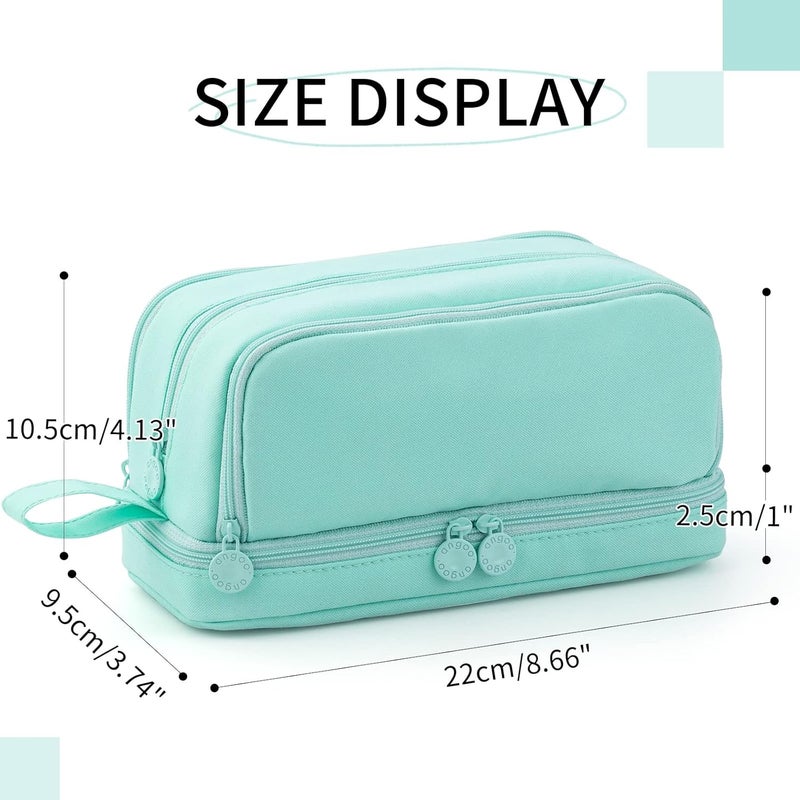 Large Capacity Pen Pencil Case with 4 Compartments - Mint Green - Image 5