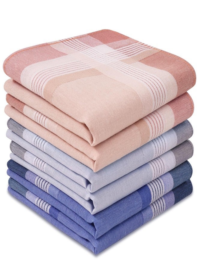 Zenssia Men's Soft Cotton Handkerchiefs Assorted Color with Stripe 6 Piece Gift Set Pattern 6 - Image 1