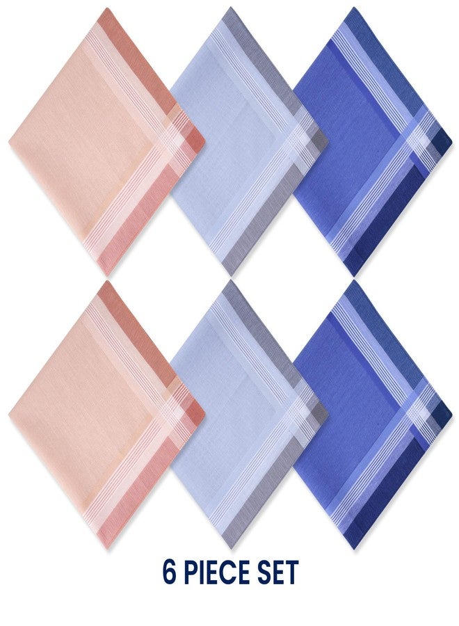 Zenssia Men's Soft Cotton Handkerchiefs Assorted Color with Stripe 6 Piece Gift Set Pattern 6 - Image 4
