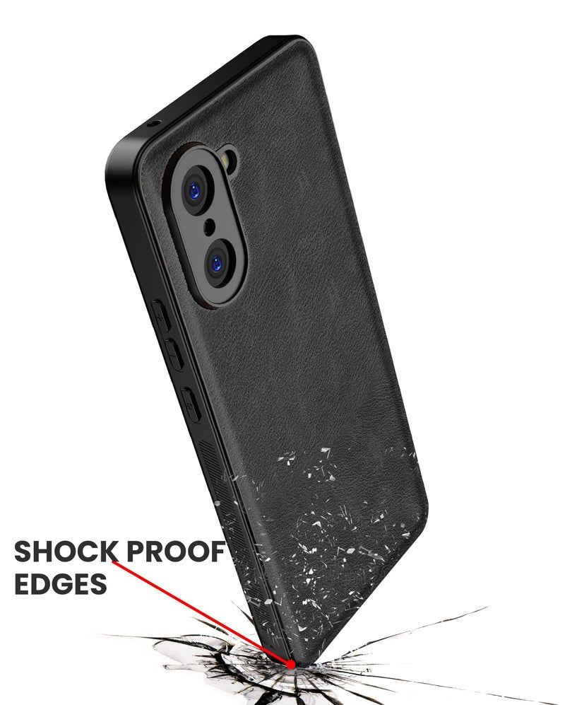 Kapa Tux Leather Back Cover for OnePlus Nord CE 5 | Slim Shockproof Camera Protection Bumper Case (Black) - Image 5