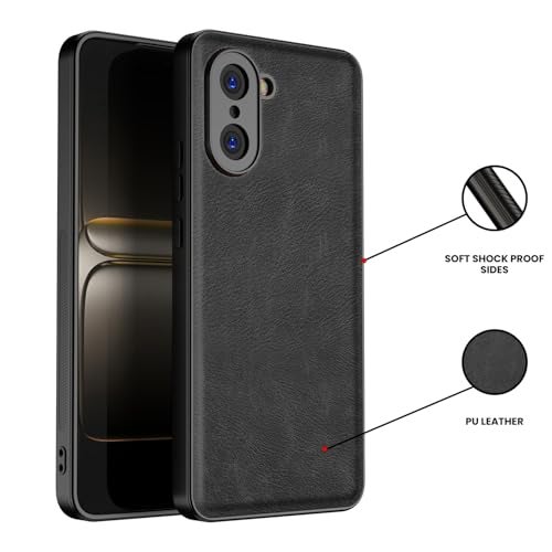 Kapa Tux Leather Back Cover for OnePlus Nord CE 5 | Slim Shockproof Camera Protection Bumper Case (Black) - Image 3