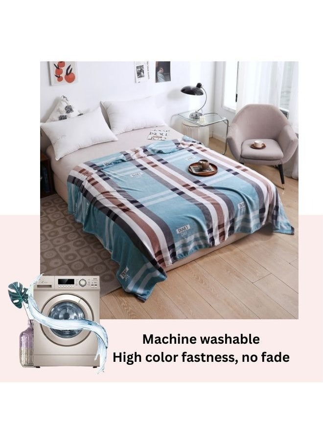 LUNA Home Fleece blanket 200*230cm is very soft, warm and cozy, blue in color with a simple checkered pattern.  - Image 3