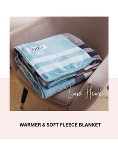 LUNA Home Fleece blanket 200*230cm is very soft, warm and cozy, blue in color with a simple checkered pattern.  - Image 5