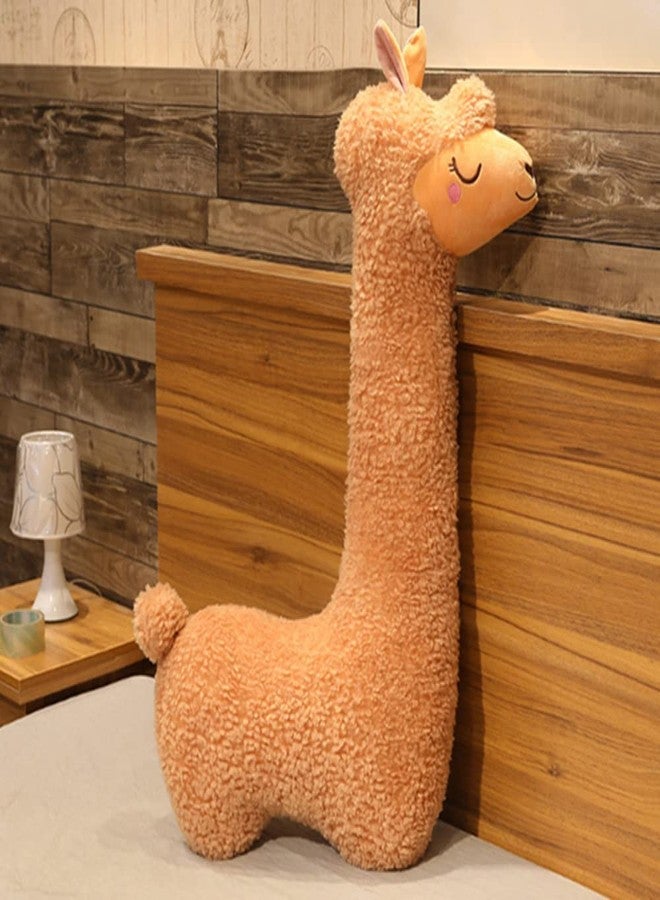 YUDONG 29.5" Giant Alpaca Plush Pillow Llama Stuffed Animal Toys,Soft Fluffy Llama Plush Long Body Pillow,Home Decor,Gift for Kids Adults. (Brown) - Image 1
