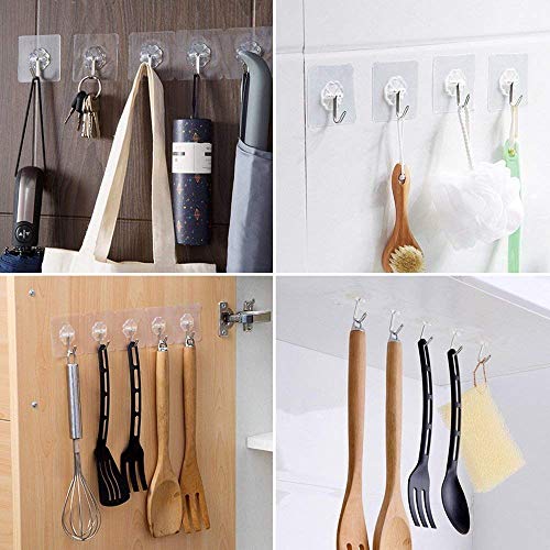 Retailio 10Pcs Waterproof Transparent Self Adhesive Metal Wall Hooks, Heavy Duty Sticky Hooks for Hanging 10KG (Max) for Wall - Image 2