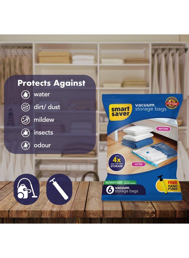 Smart Saver حقائب تخزين فراغية قابلة لإعادة الاستخدام من سمارت سيفر بيغ أوول 6 متوسطة الحجم (50 × 70 بوصة) مع مضخة يدوية للسفر، زرقاء - Image 5