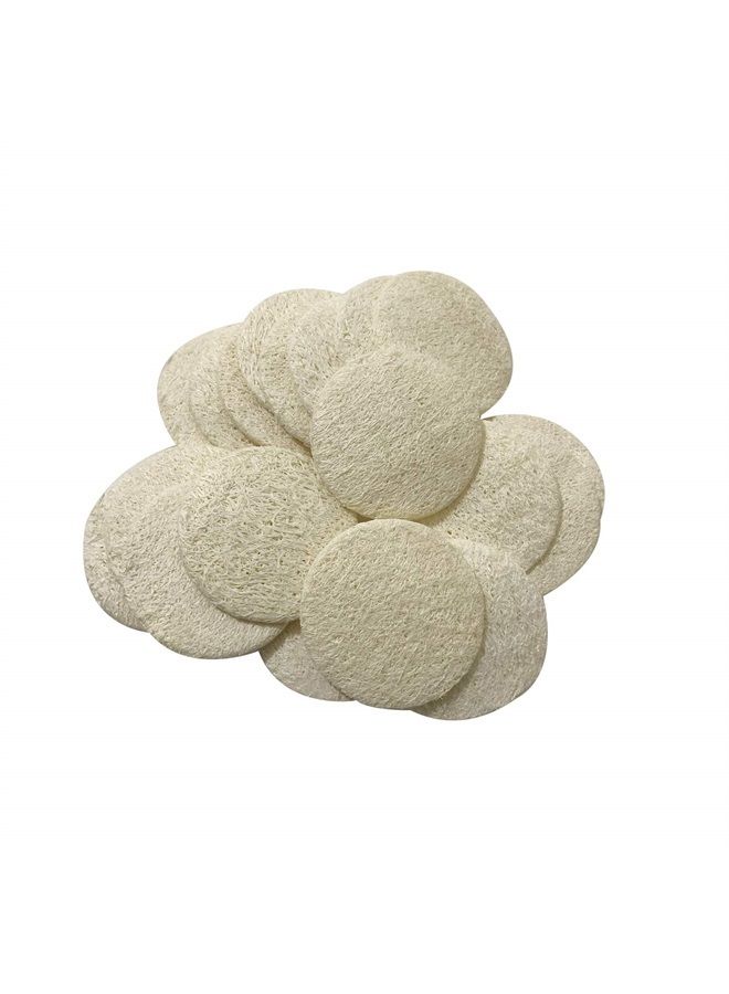 KEWLYSEU Facial Loofah Pads, 2.36 inches Round Complexion Natural Loofah Facial Discs Exfoliating Facial Loofah Skin Scrub Pack of 20 - Image 1