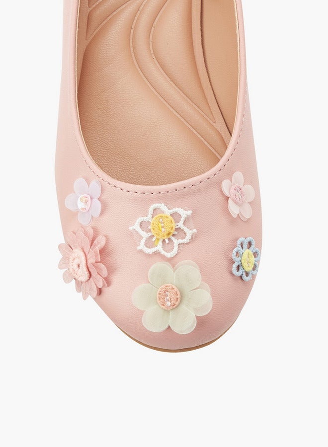 Little Missy Girls Floral Accent Ballerina Shoes - Image 4