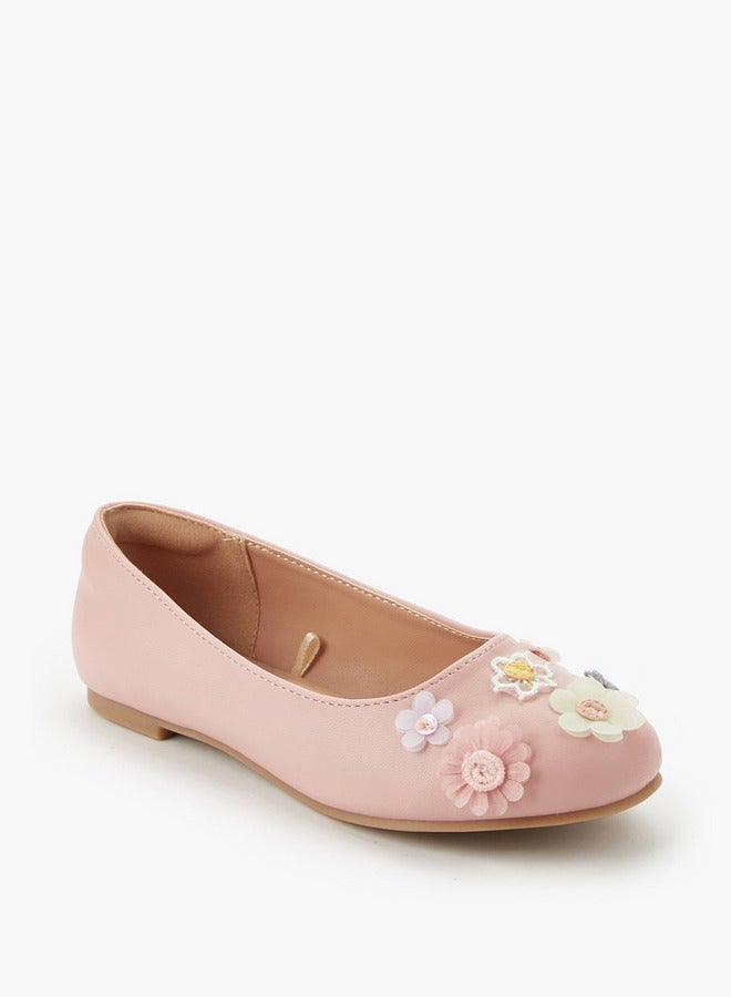 Little Missy Girls Floral Accent Ballerina Shoes - Image 2
