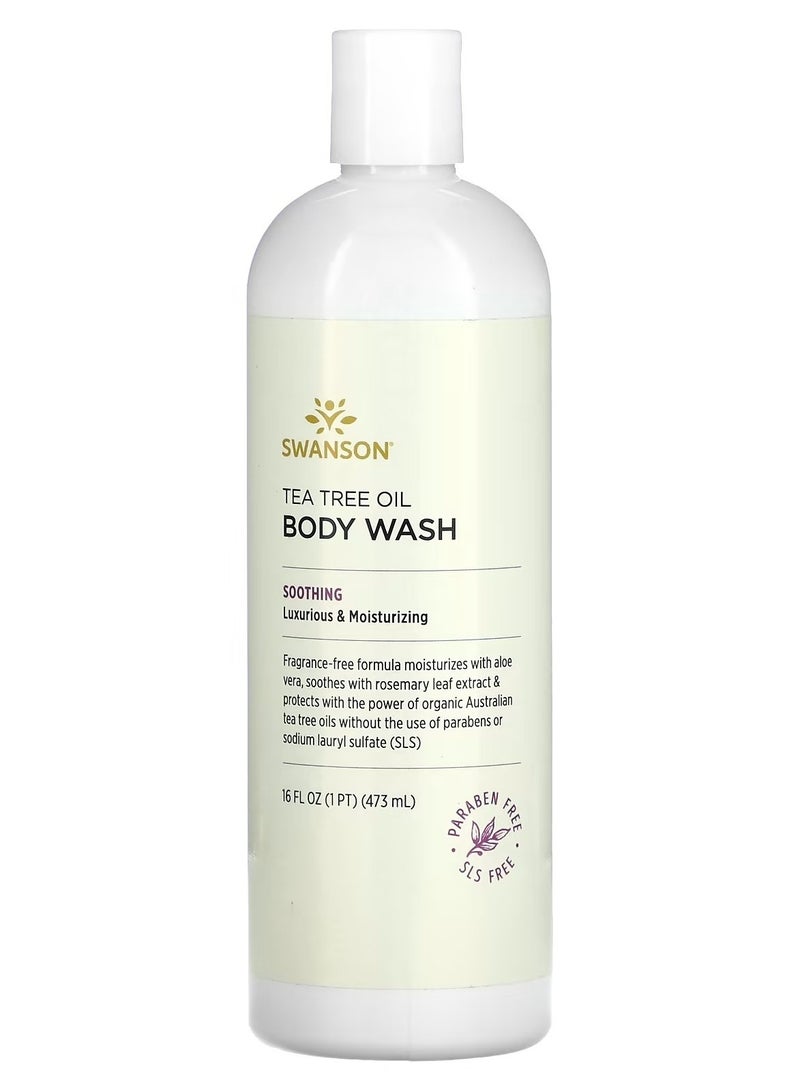 سوانسون، غسول الجسم بزيت شجرة الشاي، خالٍ من العطور، 16 أونصة سائلة (473 مل)