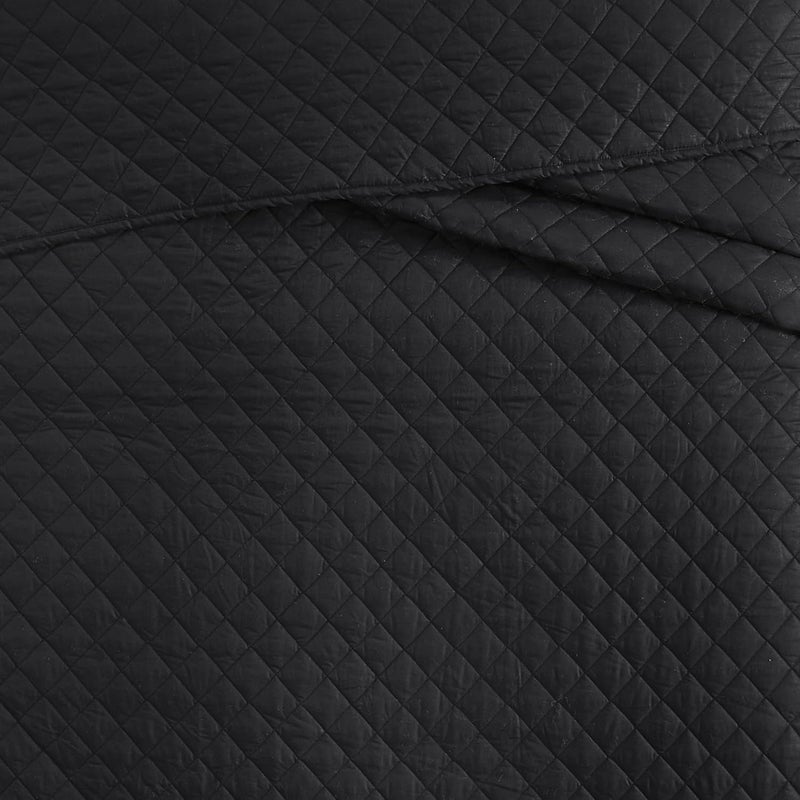 CANNON Solid Percale Black FullQueen 3 Piece Quilt Set - Image 2