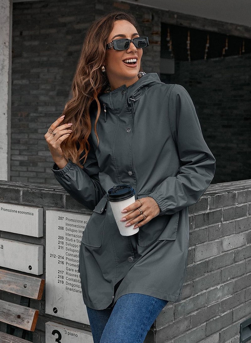 Loquat Outdoor Hooded Waterproof Coat Grey - Image 1