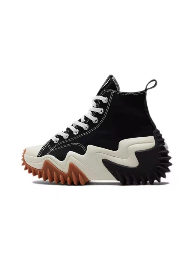 KUYING New Thick Soled Elevated Sponge Cake Casual Canvas Shoes