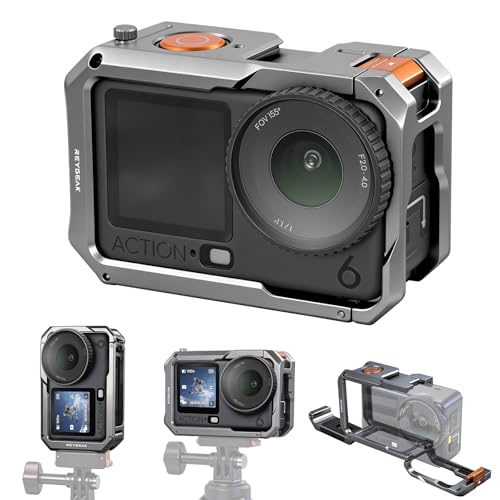 REYGEAK Cage for DJI Osmo Action 6, Multifunctional Protective Cage Metal Expansion Frame Case with Cold Shoe Mount | 1/4" Screw Adapter for Tripod, Selfie Stick - Image 1